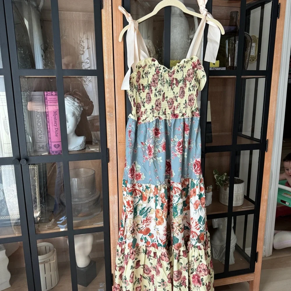 Amazon maxi dress Free People Bluebell tiered smocked dress warm flowered combo - Picture 2 of 6